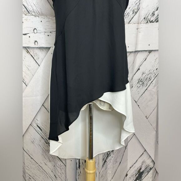 BCBGMaxazria Veronika High/Low Sleeveless Top Black White S - Picture 4 of 9